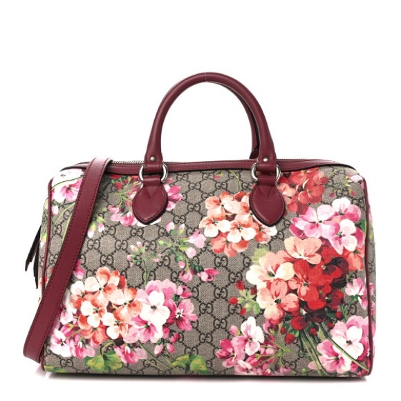 GG Supreme Monogram Blooms Medium Boston Beige Multicolor Dry Rose - Picture 8 of 8